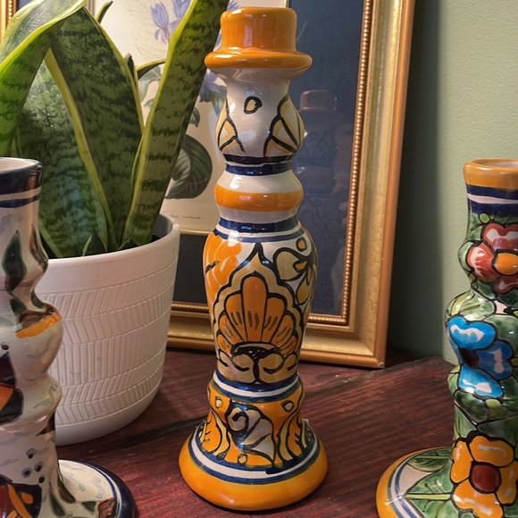 Vintage Mexican Folkart Candlesticks - Picture 2 of 7